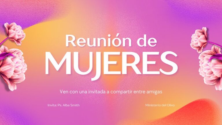 Sorprende a tu iglesia con un diseño impactante para la reunión de mujeres. Facilmente personalizable con Canva.